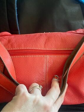 Tignanello Genuine Leather Classic Red Leather Hobo Bag - Women